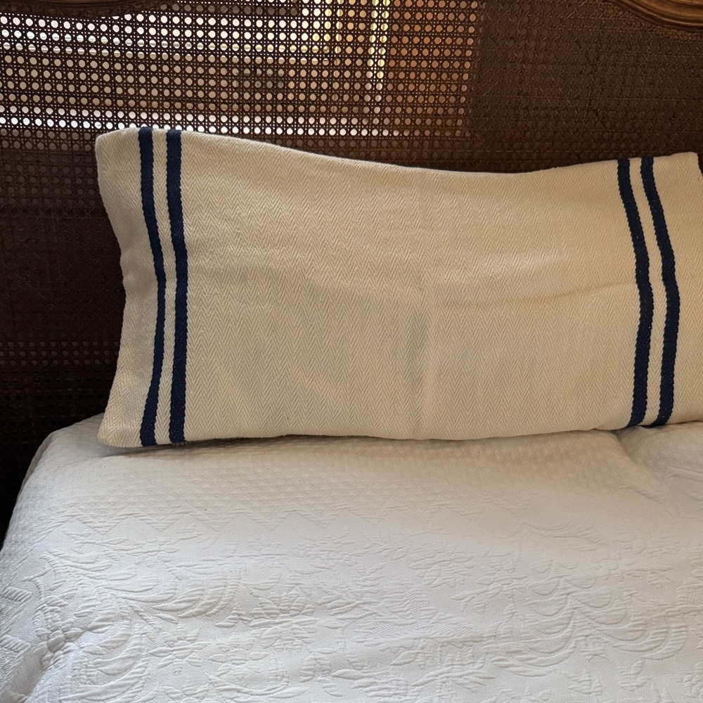 Calvin Klein Cream Pillow Cover with Navy Stripes